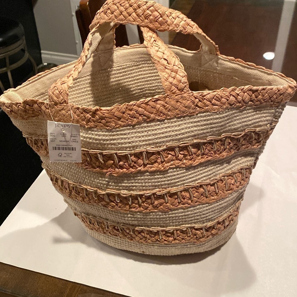 J. Crew Jute Beach Summer hand bag tote